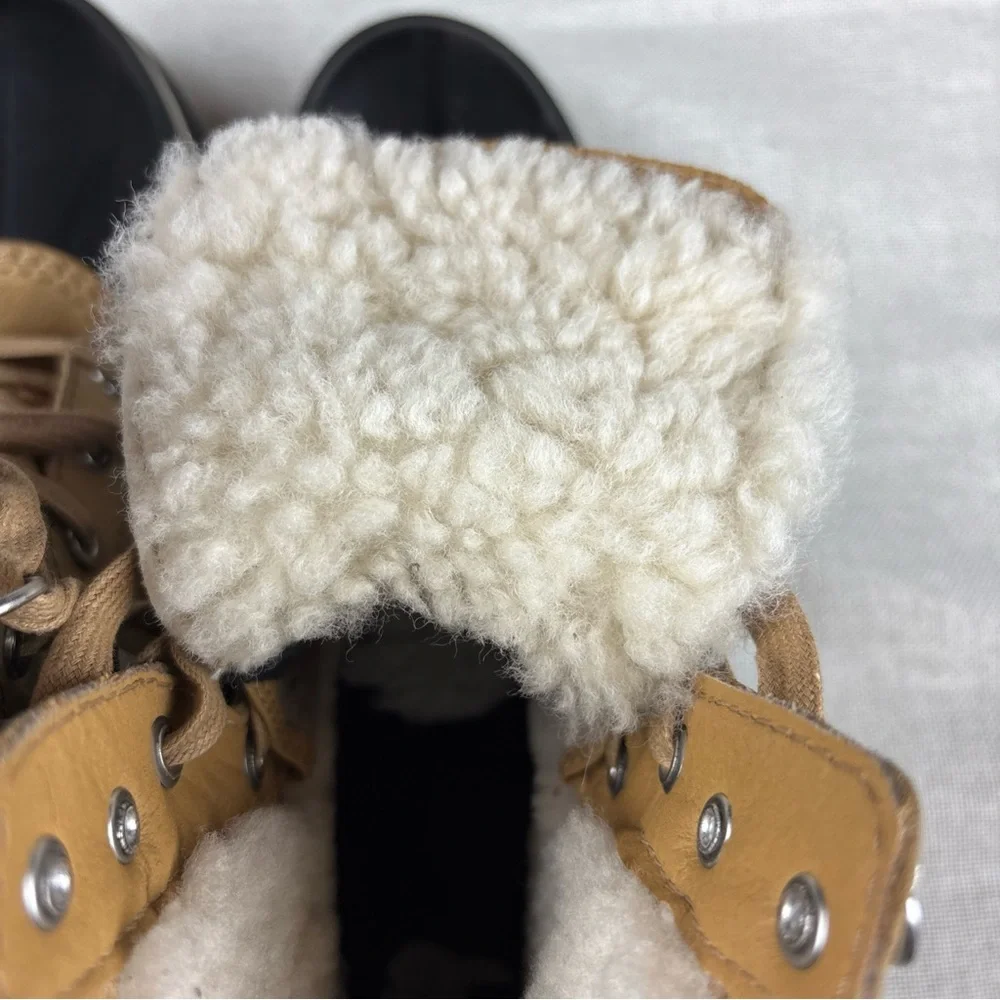 Sorel Tan and Black Lace-Up Rain & Snow Boots